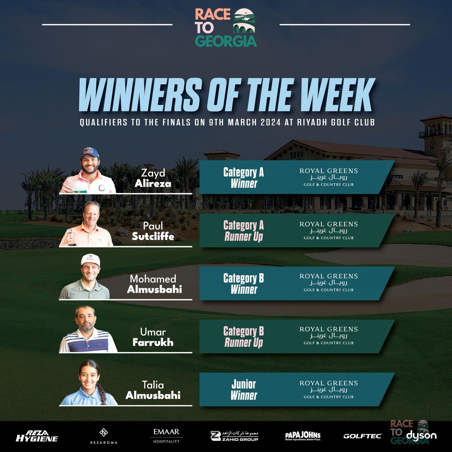 Official Results For KSA Qualifier - Royal Greens Golf Club